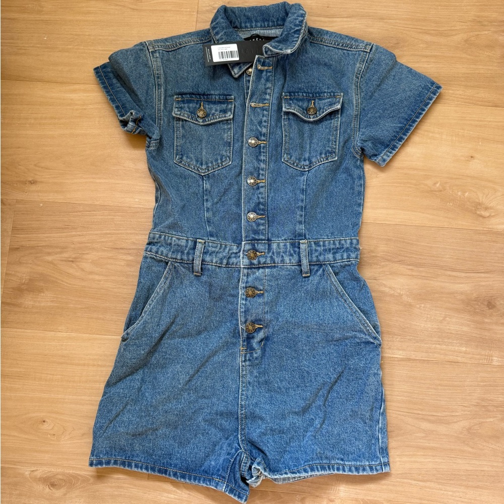 NWT Lioness U Know What’s Up Denim Romper